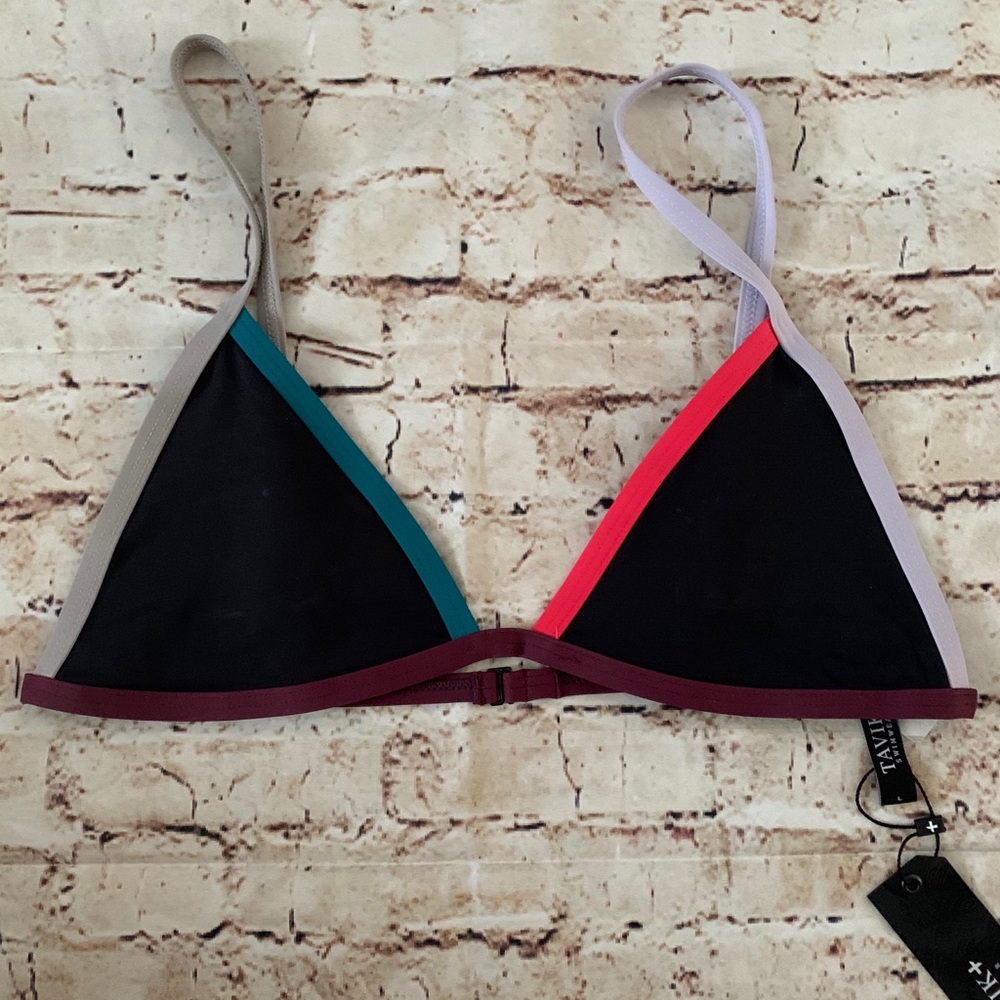 Tavik triangle color block bikini top
